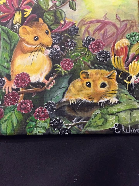 Mice original signed acrylic painting 8 x 8 by xKeepsakeKrafts