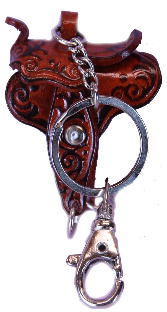 Items similar to Horse Saddle Keychain Brown Horses Saddle Keyring