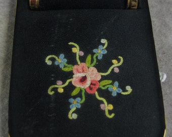 Satin Embroidered COMPACT w/built-in Lipstick FRANCE
