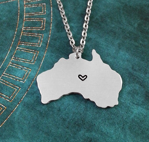 Australia Necklace Personalized Jewelry Hand Stamped Long