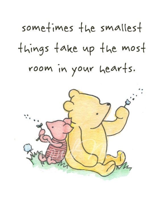 Winnie the Pooh Piglet Cute Quote Watercolor Art by FondNest