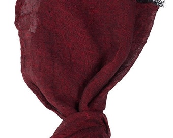 Organic Scarf - Dark red Scarf - Natural Linen - Woman Scarf - Man Scarf - Organic Scarf - Linen Shawl