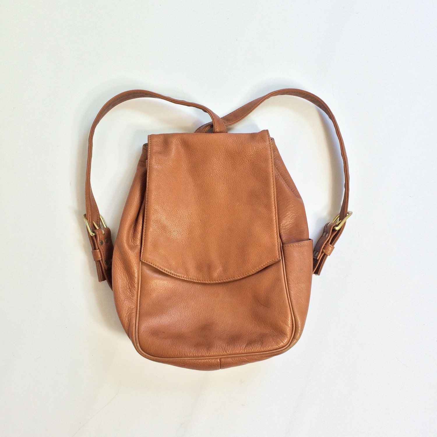 90s Tan Leather BACKPACK Purse Light Brown Leather Mini