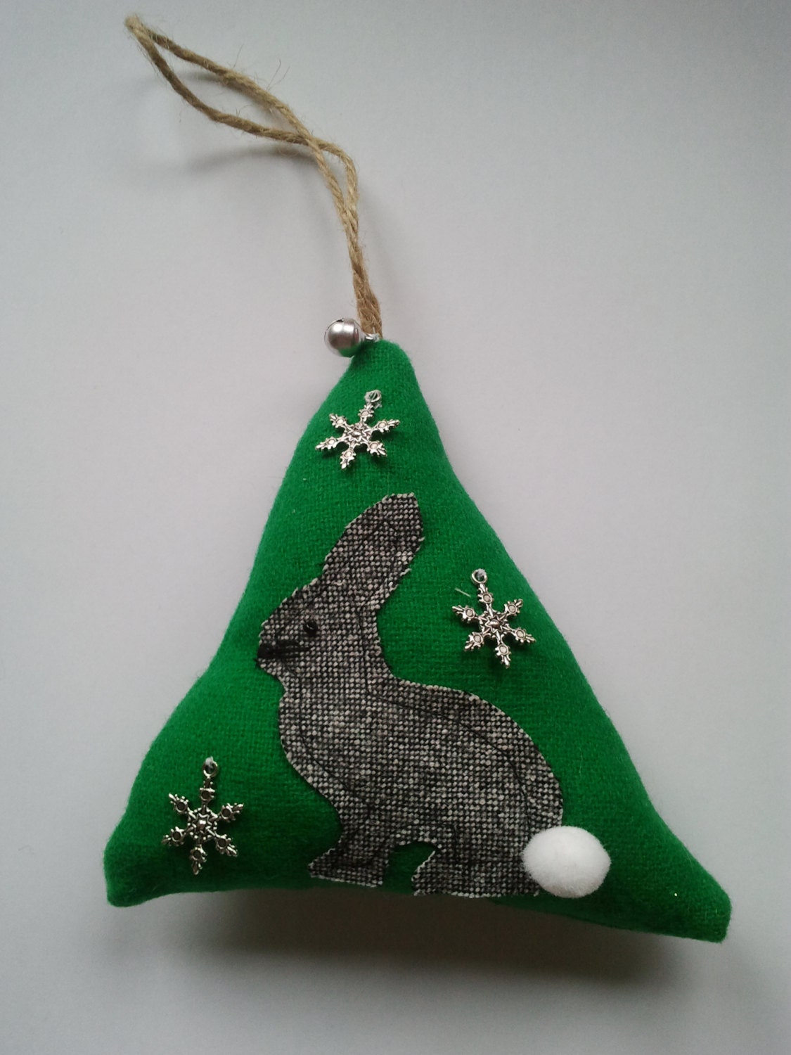 Rabbit, hare design green Christmas tree hanging decoration