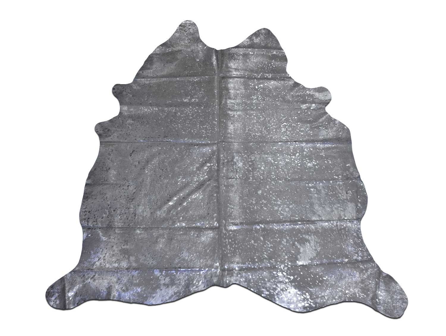G309 Silver Metallic Acid Washed Cowhide Rug 7' X by Cowhidesusa