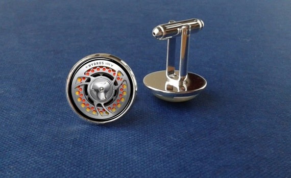 Fly Fishing Reels cufflinks, Hydros Large Arbor fly reel cufflinks, fishing, gift for angler, men gift, photo cufflinks, minimalistic, orvis steampunk buy now online
