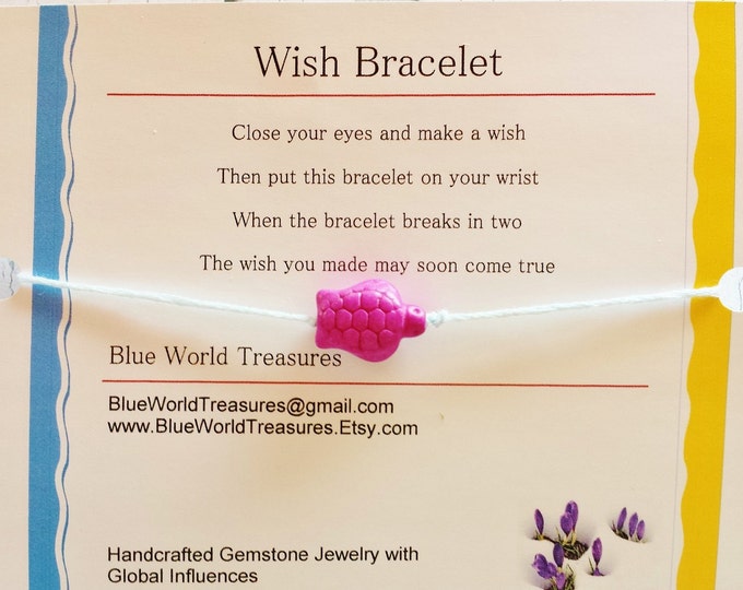 Turtle Make A Wish Bracelet, Ceramic Turtle Charm, Friendship Bracelet, Good Luck Jewelry, BFF Bracelet, Great End Of School Year Gifts