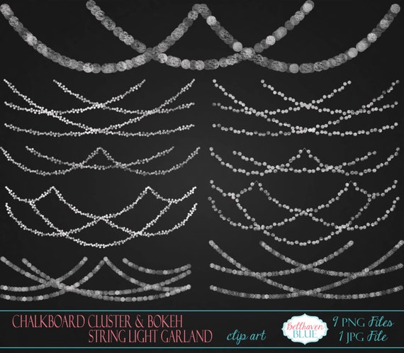Chalkboard Bokeh and Cluster String Light Garland by BellhavenBlue