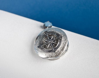 Compass Locket Necklace, Vintage Locket Necklace, Secret Locket, Antique Locket, Gift for Her,