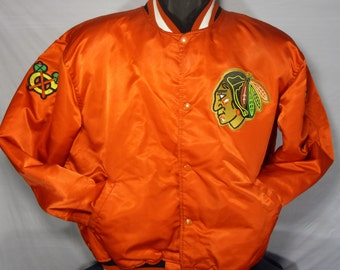 Vintage Chicago Blackhawks NHL Mens Size XL Satin Red Starter Jacket