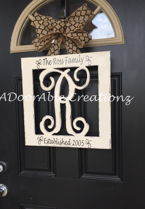 Square Monogram Door Hanger Personalized Square Door Hanger