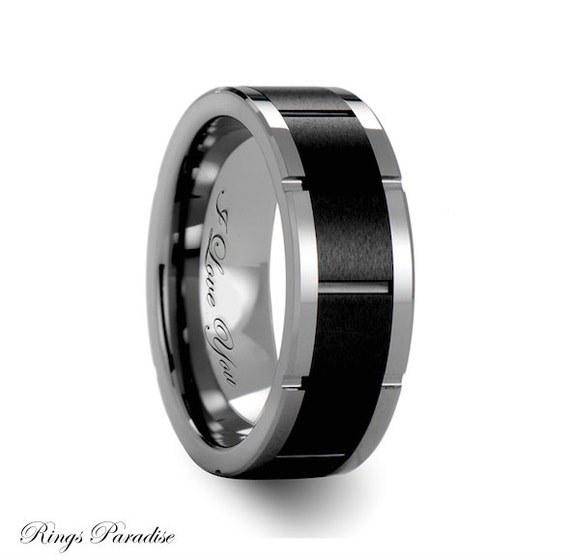 Black Tungsten Carbide Band, Engagement Rings, Tungsten, Promise Rings ...