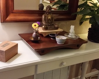 Buddhist Altar and Buddha Stand combo with your choice of 3 different wood species. 21L x 15d x 3h