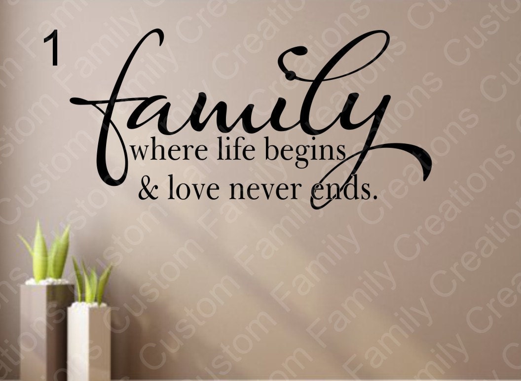 Family where life begins Vinyl Wall Decal Design 1 3 Wall