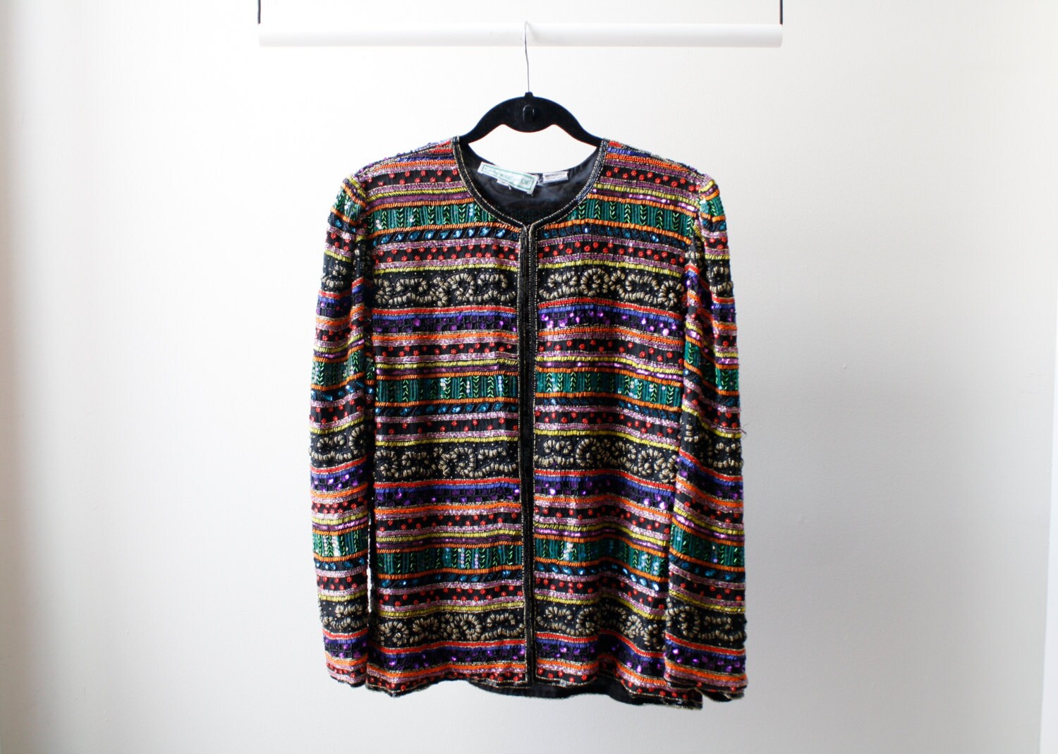 Beaded Jacket Embellished Multicolor Sequin Art Deco Jacket