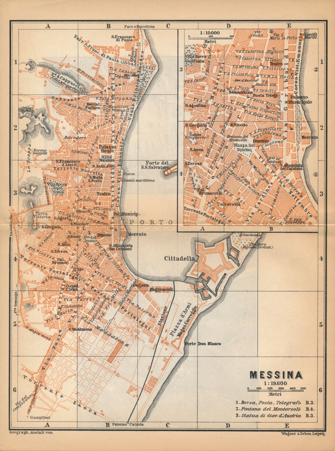 City map Messina Italy