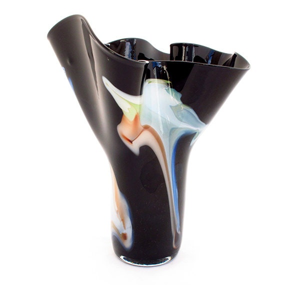 stunning large polish art glass handkerchief vase by by JOEHNS