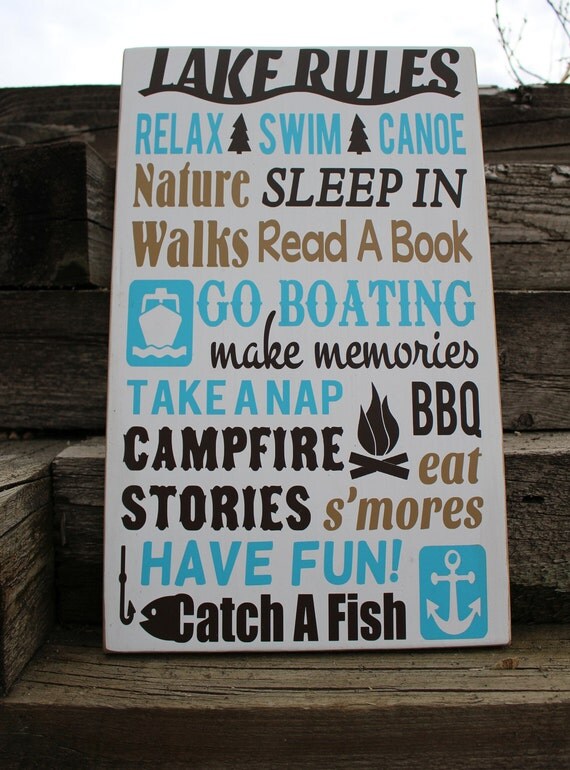 Items similar to Lake rules signlake house decorbeach houselake