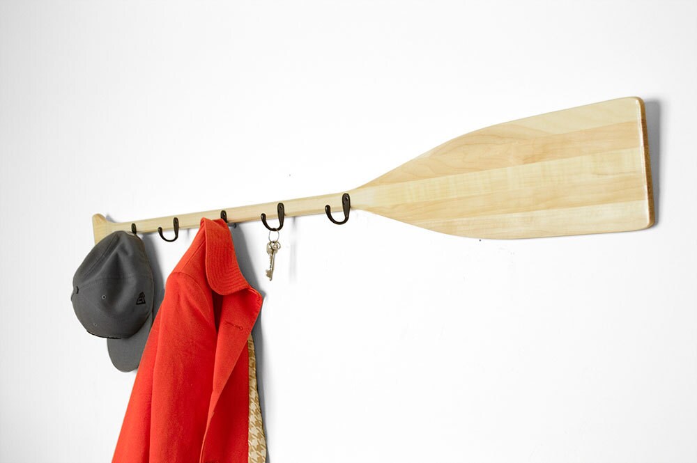Wall Mounted Oar Coat Rack Wooden Oar with Coat Hooks
