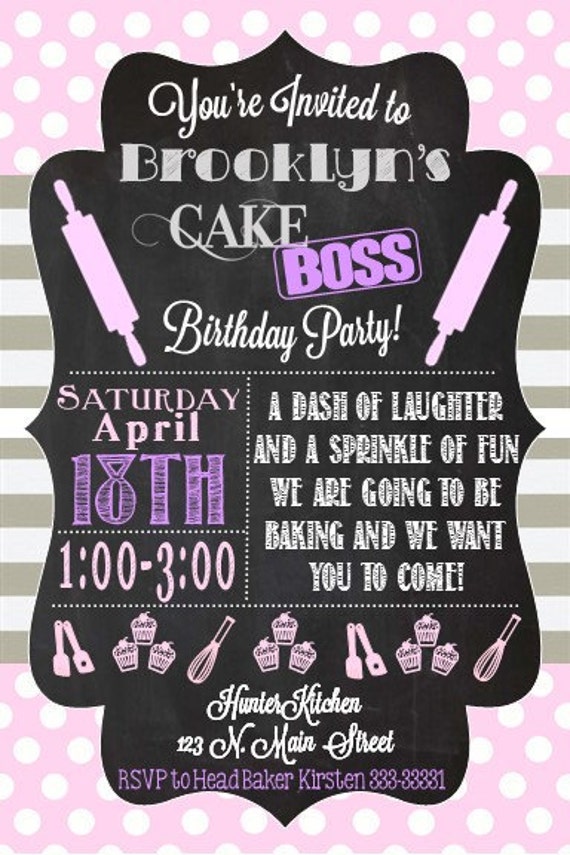 Items similar to Cake Boss Birthday Invite on Etsy