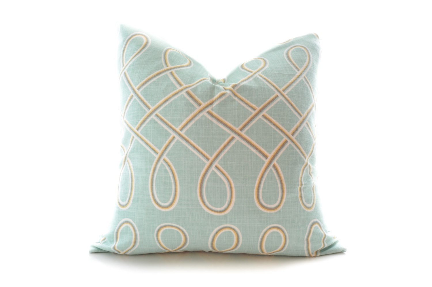 Light blue linen pillow cover seafoam light aqua by InkandLinenCo