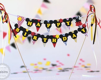Mickey Mouse birthday party decorations Mickey Mouse cake banner Mickey Mouse cake topper Mickey cake smash Disney Mickey birthday banner
