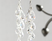 Crystal Cascade Earrings with Swarovski Teardrop Crystals and Sterling Silver, Long Dangle Earrings, Bridal Earrings