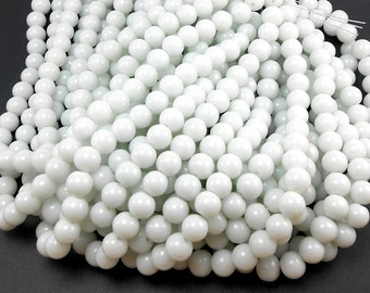 40 White Glass Beads 8MM round beads (H1770)