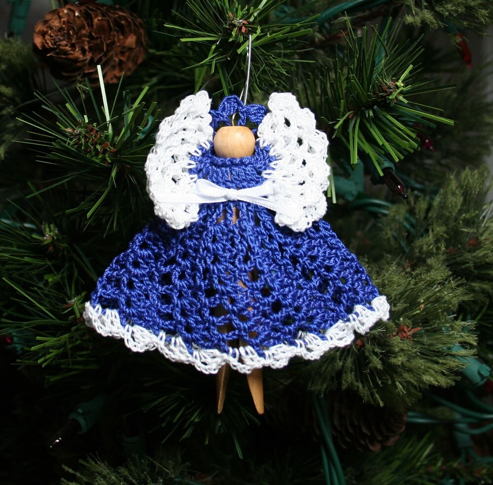 Angel Ornament Crocheted Clothespin Angel Holiday Christmas
