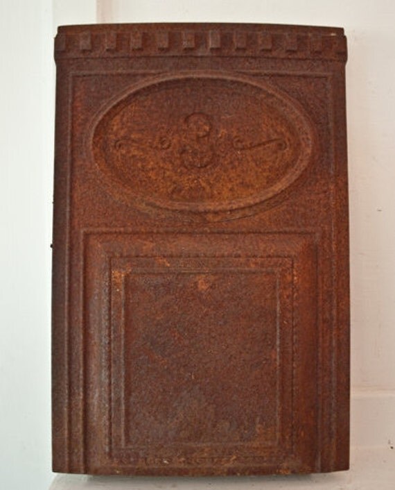 Vintage Cast Iron Wood Stove Door / Lucky 3 / Rusty by ARTinBOXES