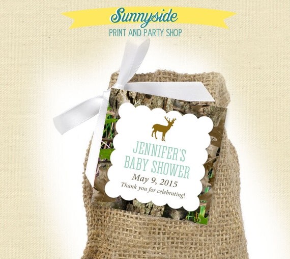 Camo Baby Shower Favor Tag - Buck or Fawn - Printable Square Tag Il_570xn