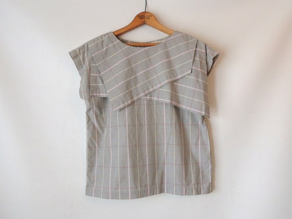 80s Asymmetrical Collar Blouse / Bib Collar by francesfoxvintage