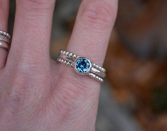 Blue Topaz Stacking Ring Blue Topaz Ring by MeSheDesignsLLC