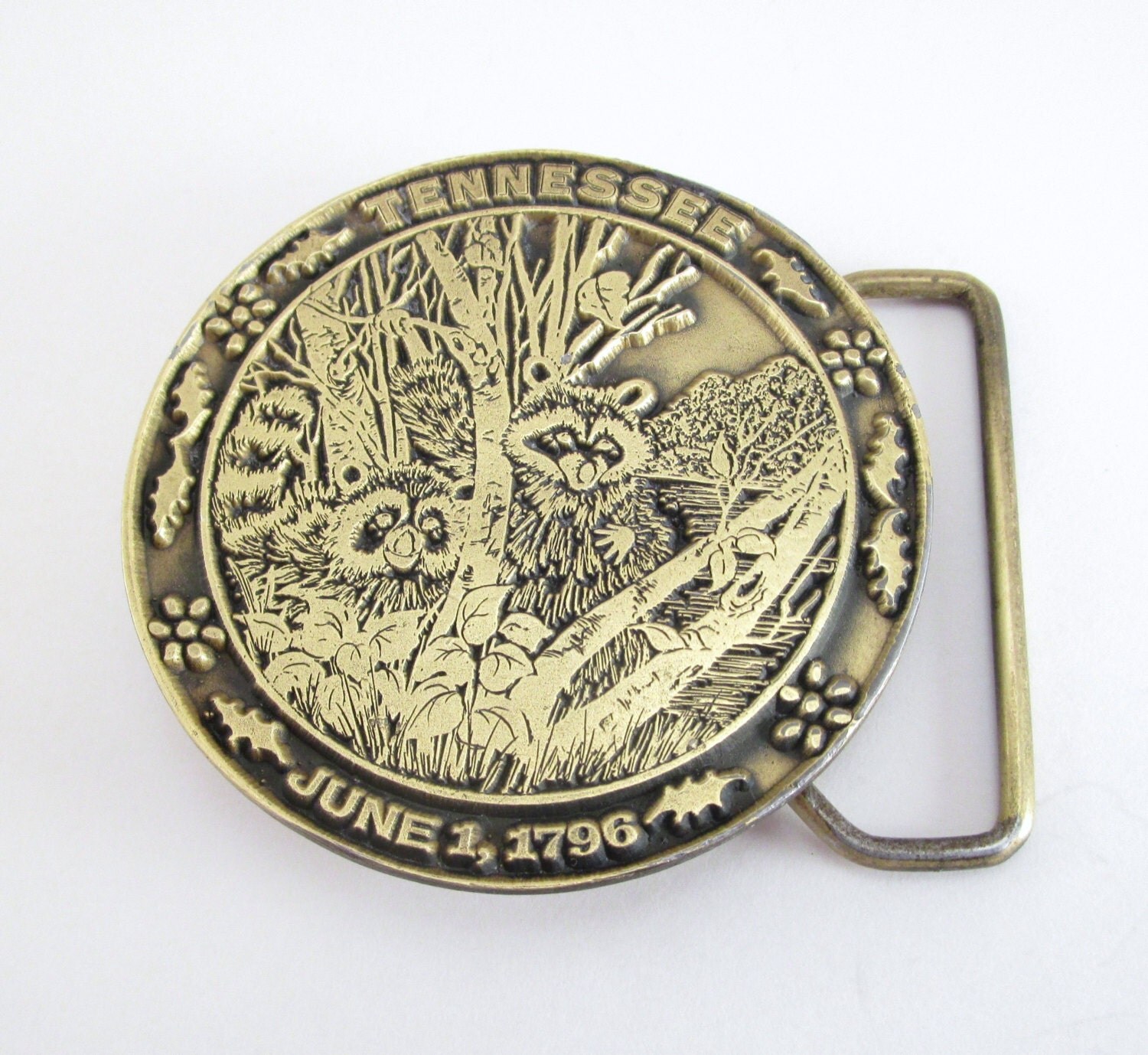 1974 Raccoon Tennessee Belt Buckle Lewis Co. by TREASUREandSUCH