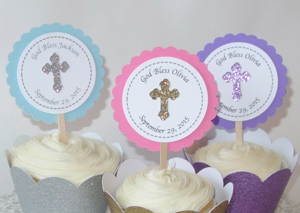 Baptism Cupcake Toppers Religious Cupcake Toppers Baptism
