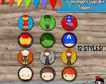 Avengers Cupcake Toppers, Superhero Birthday Party Supplies, Avengers Cupcake, Toppers, Superhero Party - JPG Digital File, INSTANT DOWNLOAD