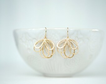 Matte Gold Fan Earrings