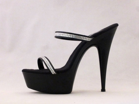 high heel mules black