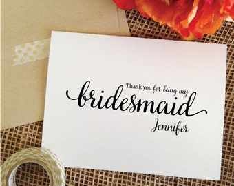 Bridesmaid Set of 5 bridesmaid thank you cards bridesmaid card sets wedding cards Personalized Bridesmaid Gift Set of 5 (Lovely)