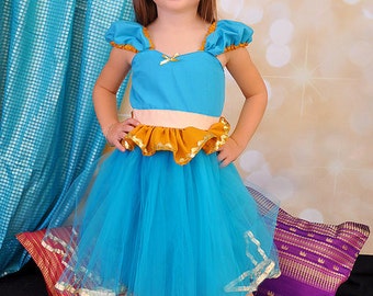 Princess Jasmine costume dress princess Jasmine dress birthday party dress, size 2/3t, 6/6X, 8/10, and 10/12