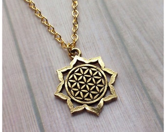 Flower of Life necklace, seed of life, sacred geometry, boho, bohemian