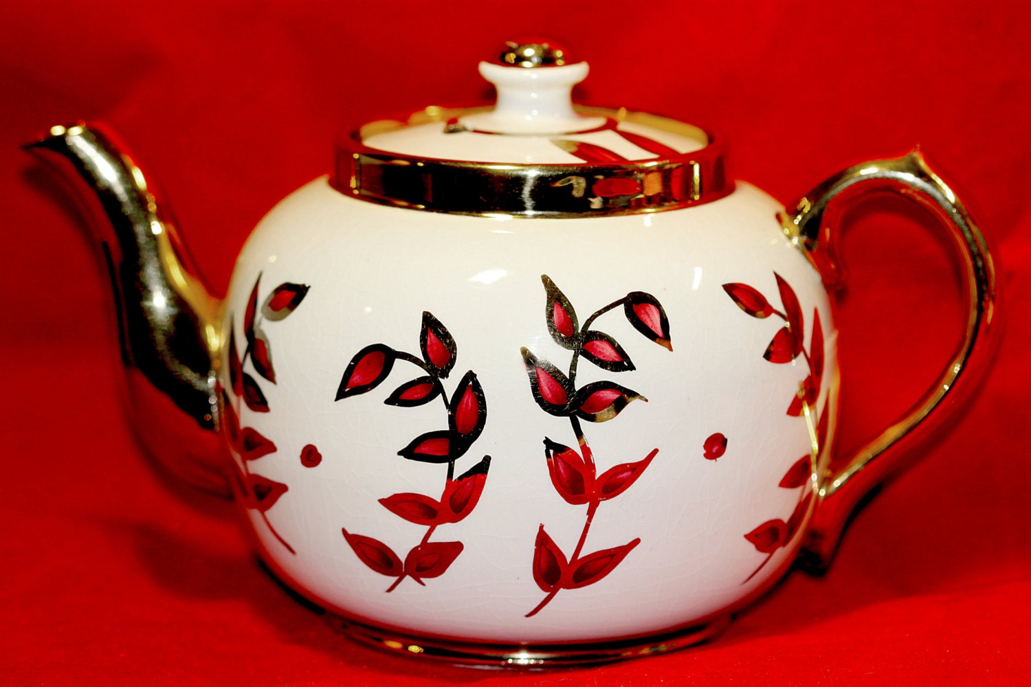 Teapot Antique Sudlows Burslem Gold Trim Haute Juice