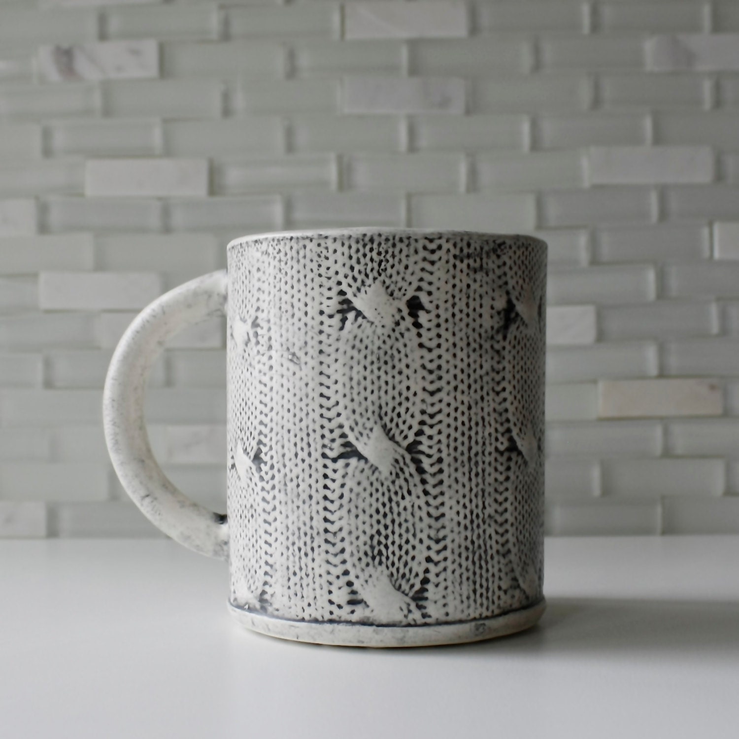 IN STOCK Cozy mug with cableknit texture coffee mug tea