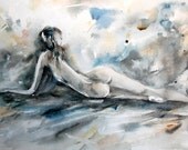Woman Figure Watercolor Painting Art Print, Watercolour Nude Art Woman Figure Watercolor Painting Art Print, Watercolour Nude Art