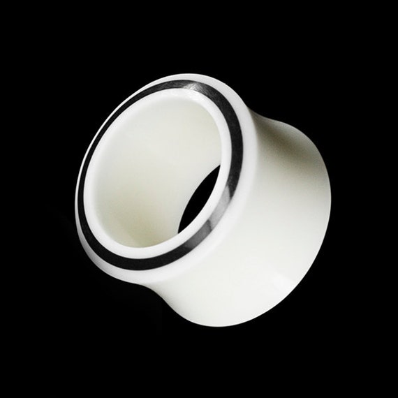 Bone 6mm 2g concave ear tunnel. 2g tribal plug. white. bone