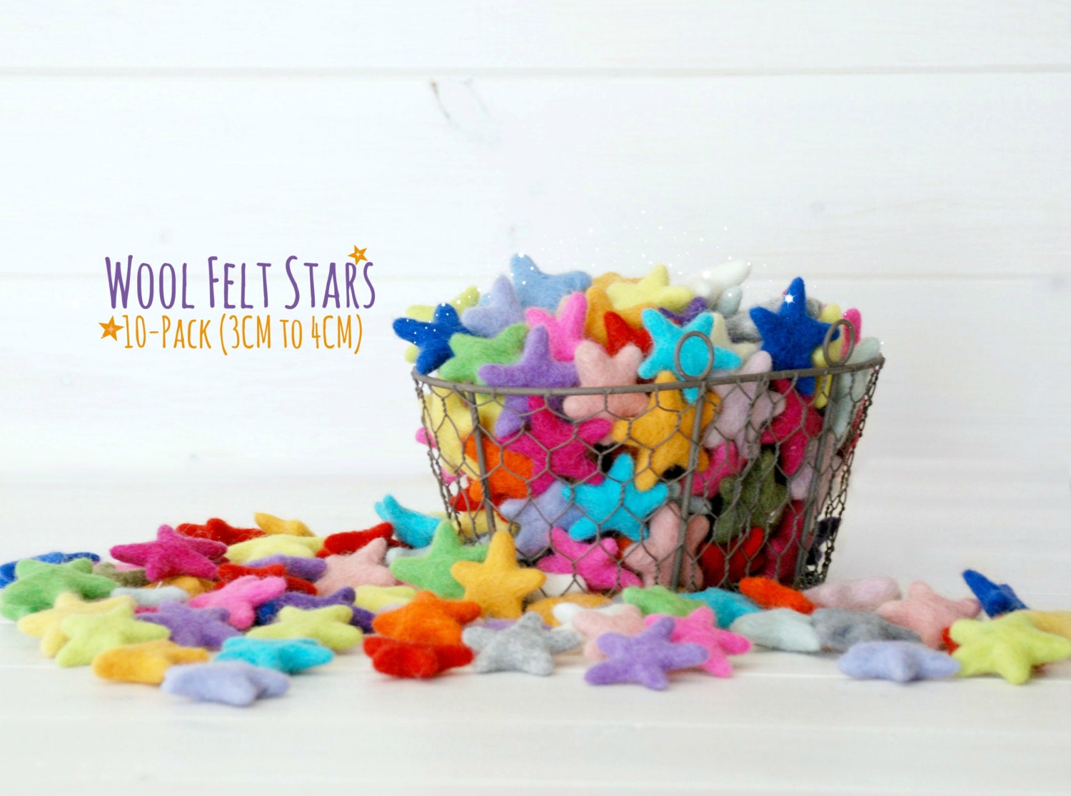 Felt Stars 10 Wool Felt Stars 34CM/3040MM by CraftyWoolFelt