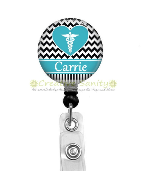 for wipes holder Chevron Retractable ID Holder, Symbol Personalized Nurse Badge Medical