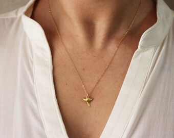 Shark Tooth Necklace / Gold Shark Tooth Necklace on 14k Gold Filled Chain / Sharktooth Necklace