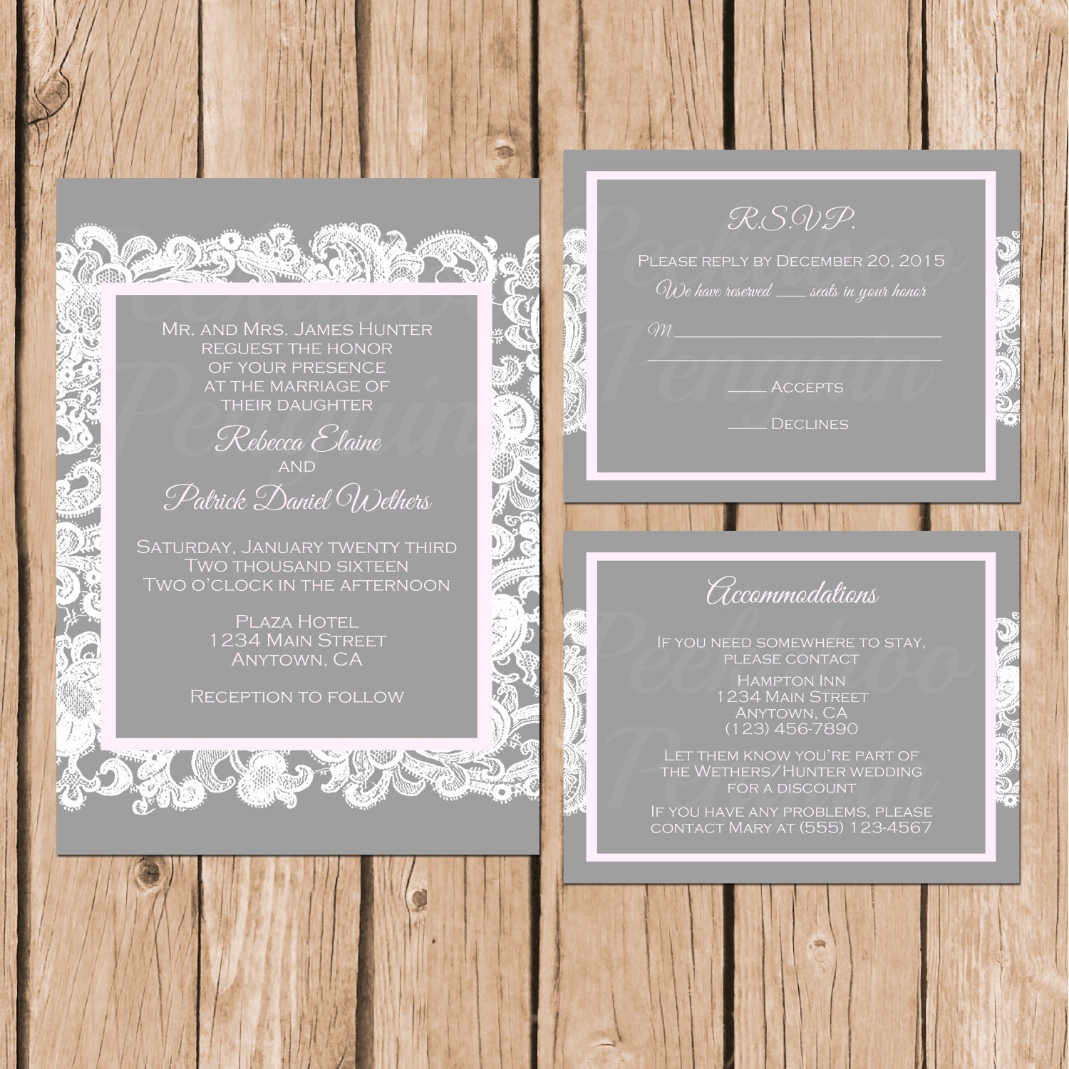 Lace Wedding Invitations Pink And Grey Wedding Invites