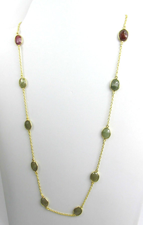 Multi Sapphire Chain Necklace Beautiful multi color Sapphire